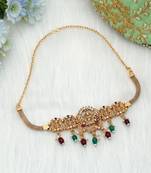 Maroon & green color choker temple necklace