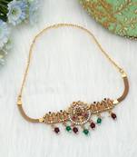 Maroon & green color choker temple necklace