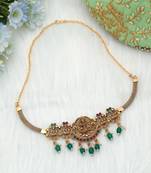 Maroon & green color choker temple necklace