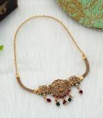 Maroon & green color choker temple necklace