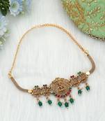 Maroon & green color choker temple necklace