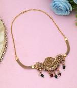Maroon & green color choker temple necklace