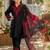 Premium kids black silk-blend kurta set with maroon embroidery work and dupatta