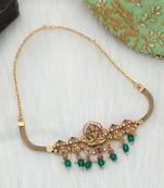 Green color choker temple necklace