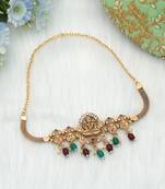 Maroon & green color choker temple necklace