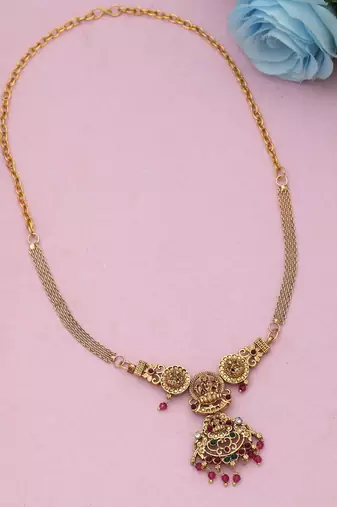 Rani & green color choker temple necklace