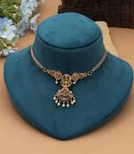 Maroon & green color choker temple necklace