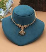 Maroon & green color choker temple necklace