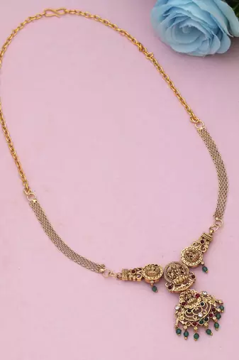 Maroon & green color choker temple necklace
