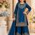 Royal blue embroidered kids plazzo suit with plain dupatta partywear ethnic set for girls