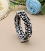 Silver color oxidised openable bracelet