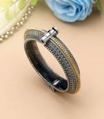 Gold & silver color two tone oxidised openable bracelet