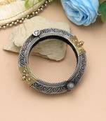 Gold & silver color two tone oxidised openable bracelet