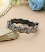Gold & silver color two tone oxidised openable bracelet