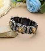 Gold & silver color two tone oxidised openable bracelet