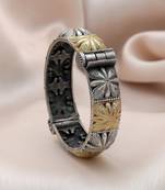 Gold & silver color two tone oxidised openable bracelet