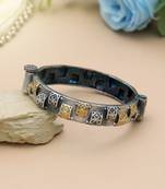Gold & silver color two tone oxidised openable bracelet