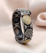 Gold & silver color two tone oxidised openable bracelet