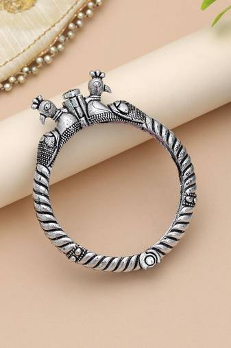 Silver color oxidised openable bracelet
