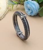 Silver color oxidised openable bracelet