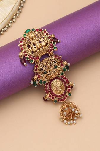 Maroon & green color temple hair barrette