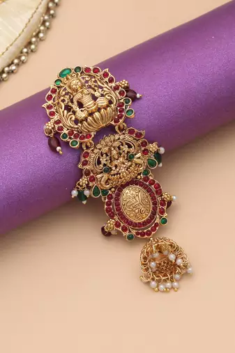 Maroon & green color temple hair barrette