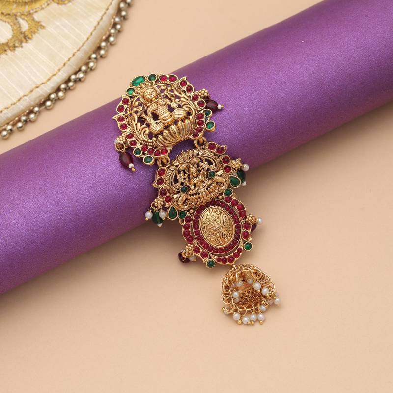 Maroon & green color temple hair barrette