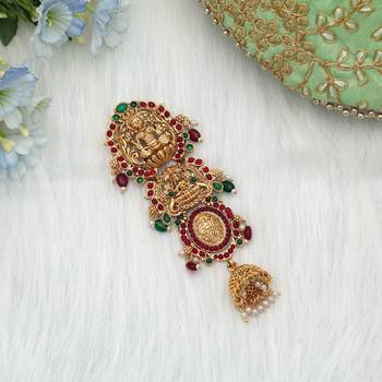 Maroon & green color temple hair barrette 2