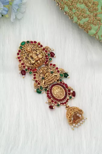 Maroon & green color temple hair barrette