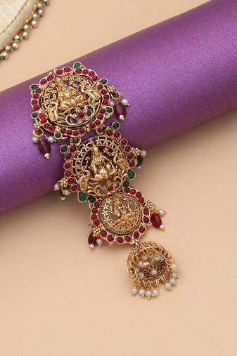 Maroon & green color temple hair barrette
