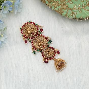 Maroon & green color temple hair barrette 2