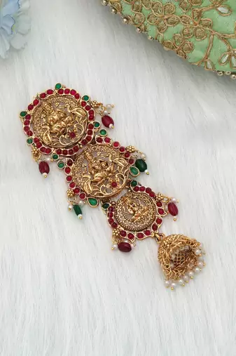 Maroon & green color temple hair barrette