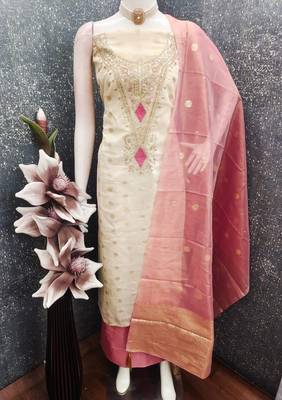 Elegant simmer butti embroidered dress material with simmer dupatta 6