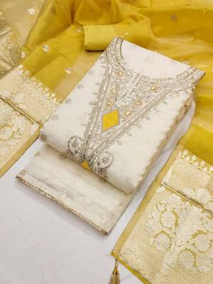 Elegant simmer butti embroidered dress material with simmer dupatta 5