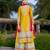 Yellow chinon stitched top with stitched chinon bottom and chinon dupatta full sleeve embroidered straight kurta