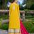 Yellow chinon stitched top with stitched chinon bottom and chinon dupatta full sleeve embroidered straight kurta