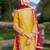 Yellow chinon stitched top with stitched chinon bottom and chinon dupatta full sleeve embroidered straight kurta