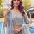 Incredible Blue Embroidered Net Party Wear Lehenga Choli with Dupatta