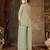 Green faux georgette half sleeve embroidered kurta palazzo set with jacket