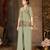 Green faux georgette half sleeve embroidered kurta palazzo set with jacket
