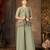 Green faux georgette half sleeve embroidered kurta palazzo set with jacket
