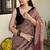 Beige & maroon chevron printed linen blend casual saree with unstitched blouse