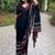 Black & red printed linen casual saree with unstitched blouse