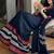 Black & red printed linen casual saree with unstitched blouse