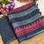 Black & red printed linen casual saree with unstitched blouse