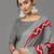 Black & red printed linen traditional saree with unstitched blouse