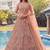 Glowing Peach Embroidered Net Wedding Wear Lehenga Choli with Dupatta