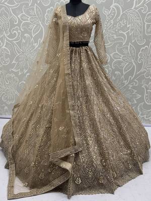 Luxurious Gold Sequins Net Reception Wear Lehenga Choli With Dupatta 6