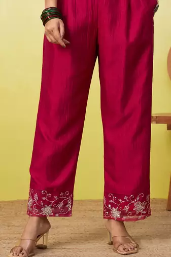 Pink women kurta pant dupatta set