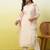 Beige women kurta pant dupatta set